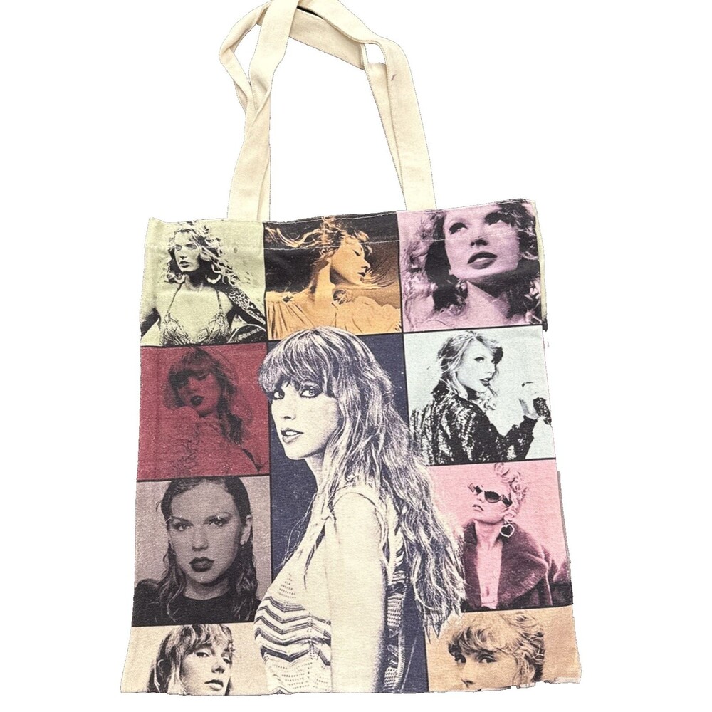 Taylor Swift Canvas Tote Bag Unisex Med Eras Tour Concert Merch Music Shopping